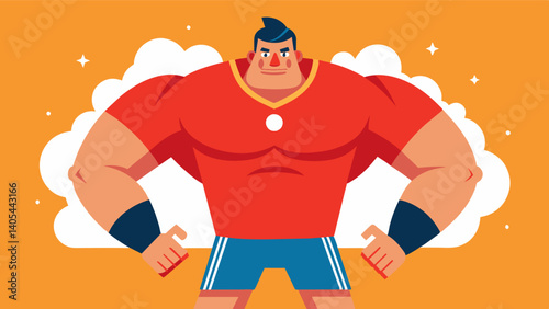 A football player uses their large and powerful build to inspire confidence and promote body acceptance for larger men.. Vector illustration