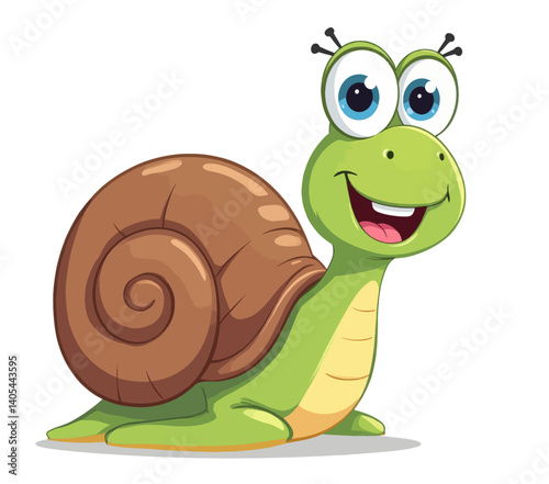 Cartoon Snail with Big Eyes and Brown Shell