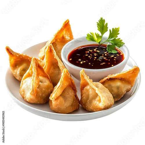 closeup of golden fried wontons on clean surface

