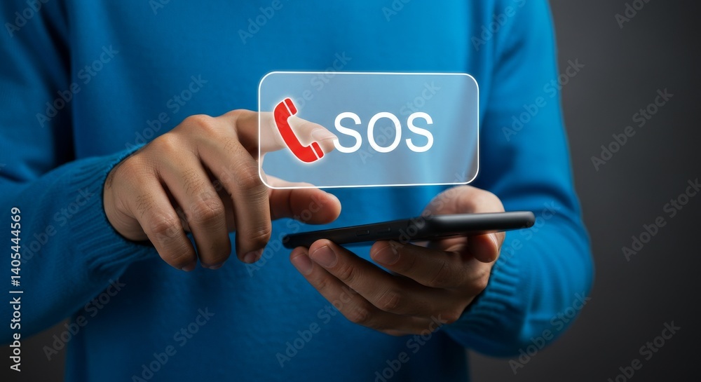 Person Activating an SOS Emergency Call Function on a Smartphone
Person Activating an SOS Emergency Call Function on a Smartphone