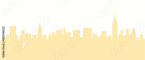 Golden Cityscape Silhouette on White Background