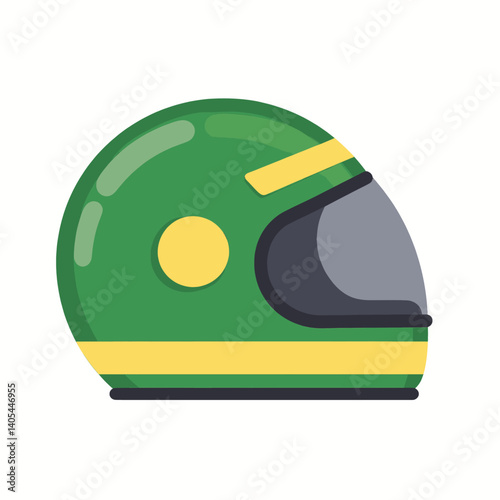 Green and yellow racing helmet with visor detail