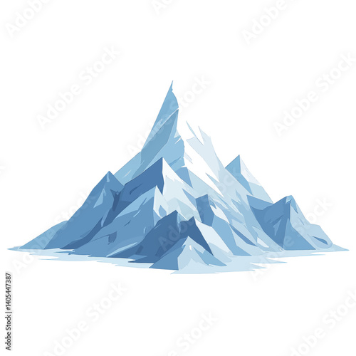 Icy Blue Mountain Peak with Geometric Facets