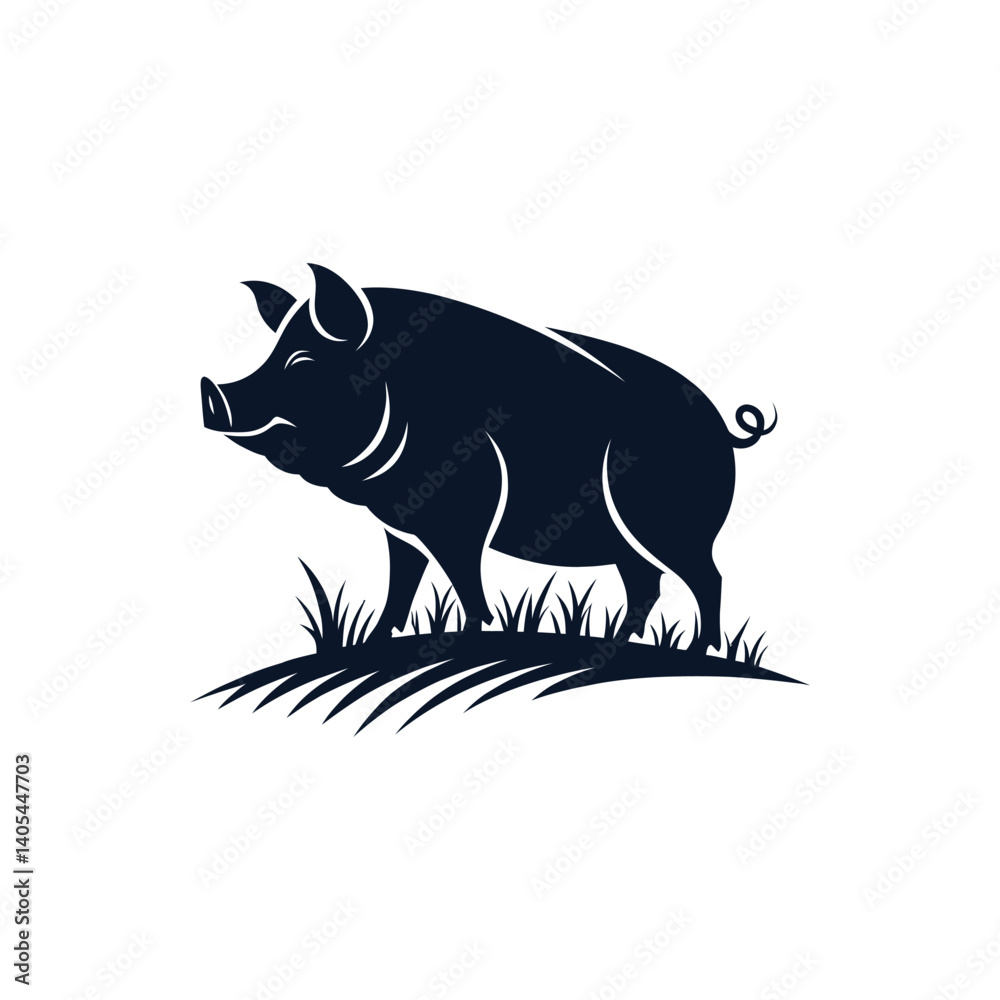 Fototapeta premium pig silhouette logo vector line art logo design