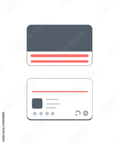 Minimalist gray and white card design with red accents