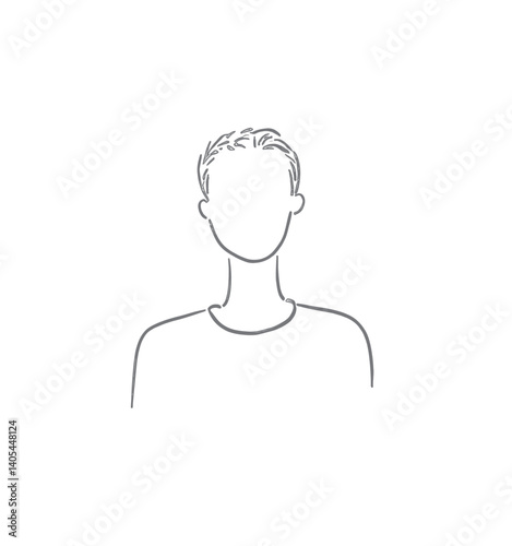 Minimalist faceless person line drawing on white
