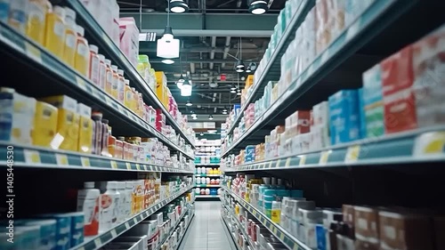 Grocery aisle filled with health and personal care products
