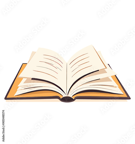 Open book with tan pages and brown cover