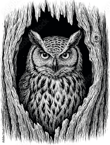 Owl vector black silhouette print design for T-Shirt