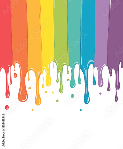 Rainbow paint drips on white background