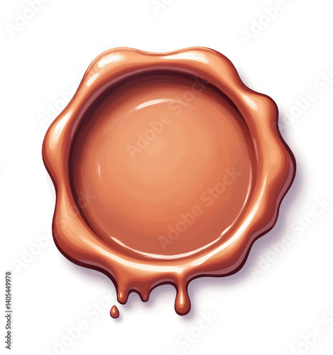 Shiny, Caramel-Colored Wax Seal with Dripping Edges