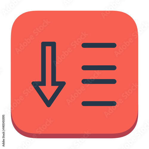 Sort Descending Icon on Red Rounded Square