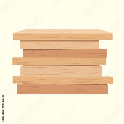 Stacked wooden planks, lumber illustration