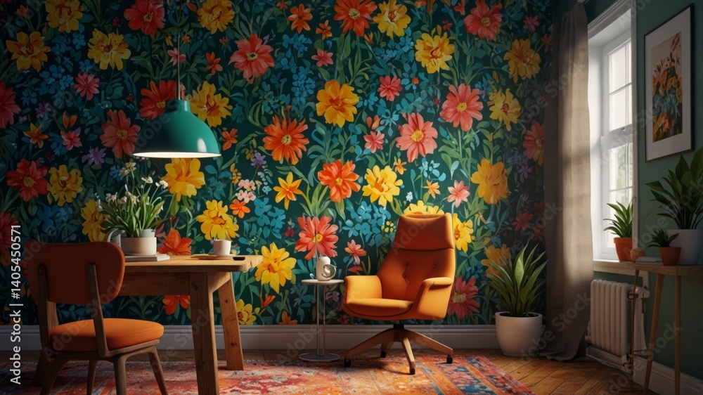 Obraz premium Vibrant Floral Room Interior Design
