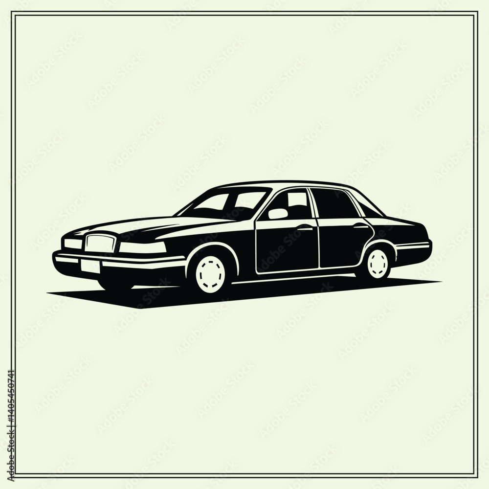 Naklejka premium Silhouette of Taxi, City
