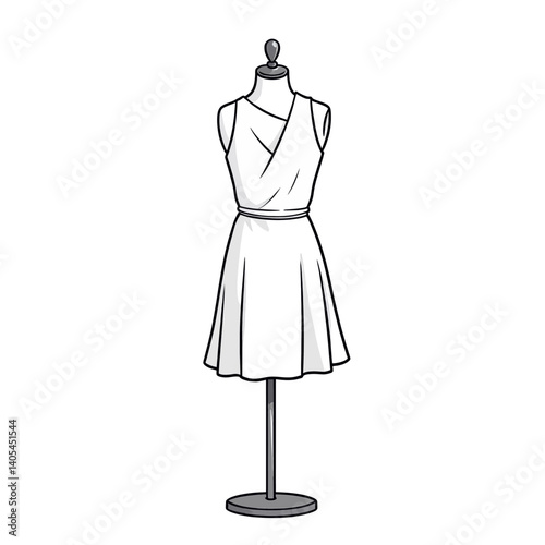 White dress on mannequin, fashion illustration