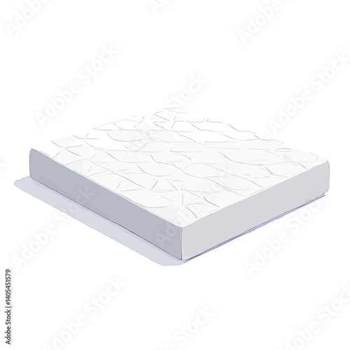 White quilted mattress on white background