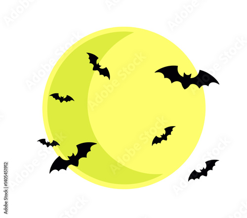 Yellow moon with bats Halloween night vector