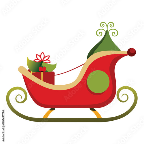 Christmas sleigh clipart on white background