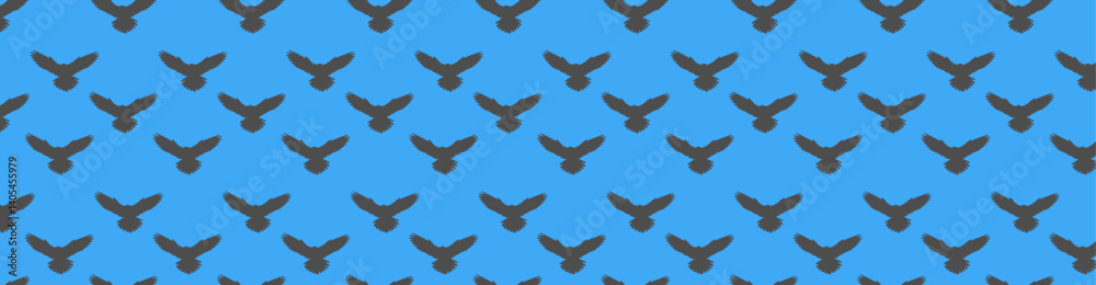 the bird is gray on a blue background pattern, the bird is gray on a blue background pattern,