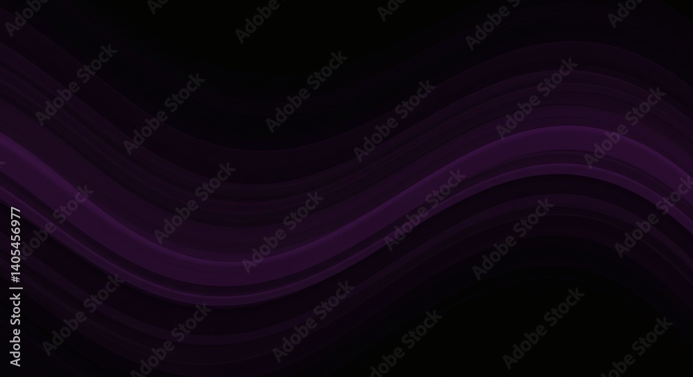 Fototapeta premium Abstract Purple Curves on Black Background Gentle Flowing Elegant Design