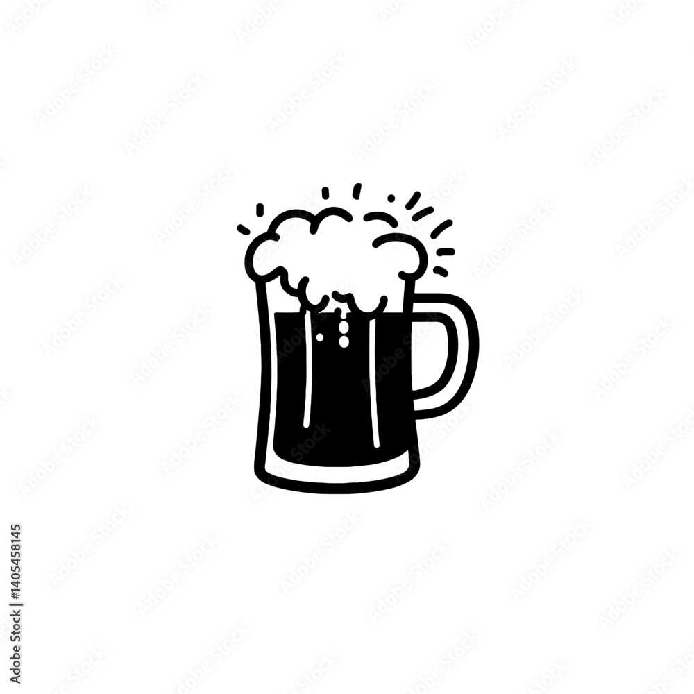 Black beer mug with foam on white Black beer mug with foam on white