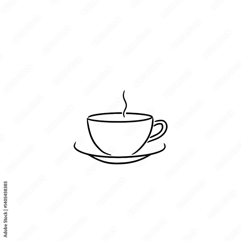 Steaming coffee cup with pastries icon Steaming coffee cup with pastries icon