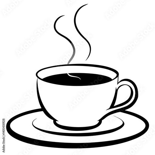 A steaming cup of coffee placed neatly on a matching saucer
