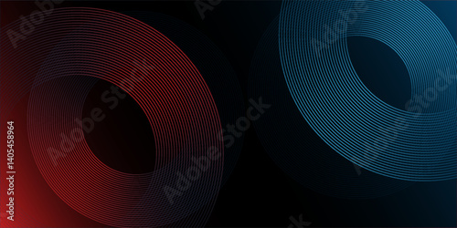 Wallpaper Mural Abstract futuristic technology lines background with red and blue light effect. Gradient circle line pattern design. Glowing lines vector. Modern dark banner template graphic elements. Torontodigital.ca