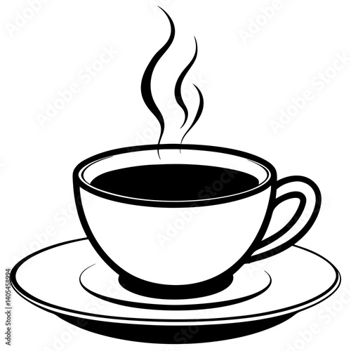 A steaming cup of coffee placed neatly on a matching saucer