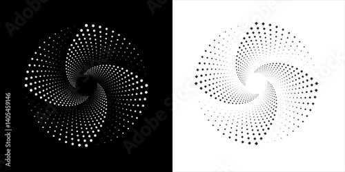 Dotted circular logo. circular concentric dots isolated on the white background. Halftone fabric design. Halftone circle dots texture. Vector design element for various purposes.