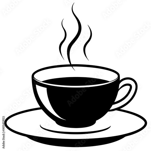A steaming cup of coffee placed neatly on a matching saucer