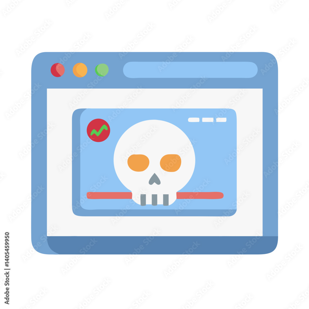 Browser Window with Skull Virus Icon – Cybersecurity and Malware Protection Symbol Browser Window with Skull Virus Icon – Cybersecurity and Malware Protection Symbol