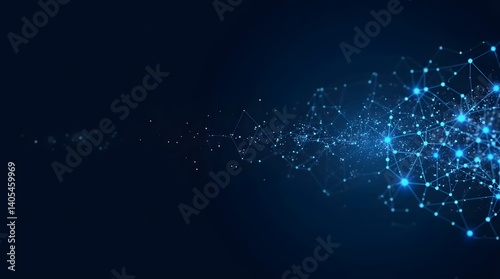 Abstract blue network background with glowing nodes and connections. Best for technology, data, science, and futuristic concepts.