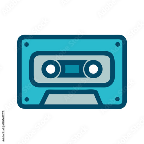 Cassette Tape Icon Representing Retro Audio Media and Analog Sound Recording