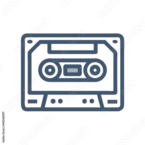 Cassette Tape Icon Representing Retro Audio Media and Analog Sound Recording