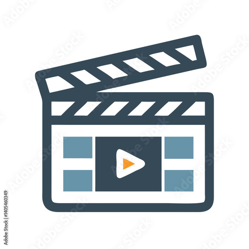 Clapperboard Icon Representing Film Production and Scene Synchronization
