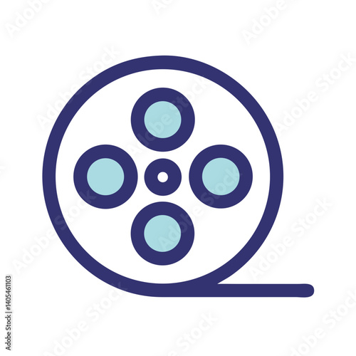 Film Reel Icon Representing Cinematic Media and Traditional Movie Production
