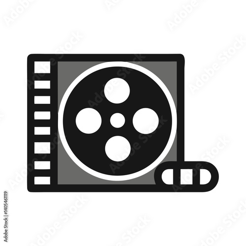 Film Roll Icon Representing Traditional Photography and Analog Movie Recording