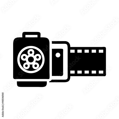 Film Roll Icon Representing Traditional Photography and Analog Movie Recording