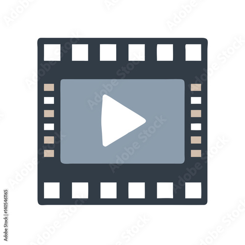 Film Strip with Play Icon Representing Video Playback and Cinematic Media Content