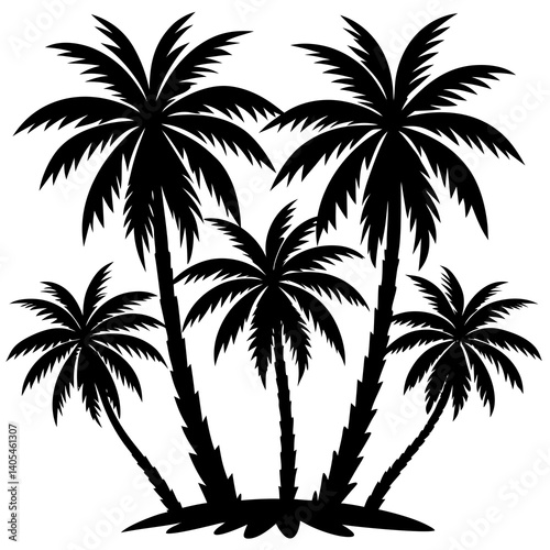 Palm trees silhouette vector set