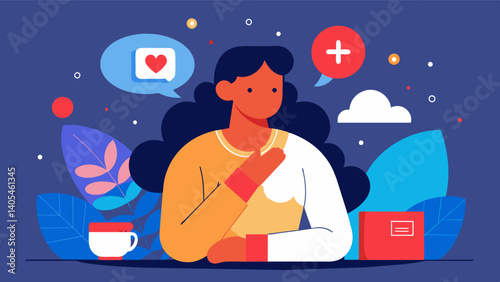 A person listening to a TED Talk by a body positivity advocate learning new ways to combat negative media messages and build a positive selfimage.. Vector illustration