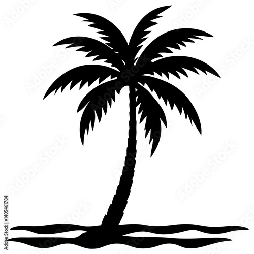 Palm tree silhouette on the beach