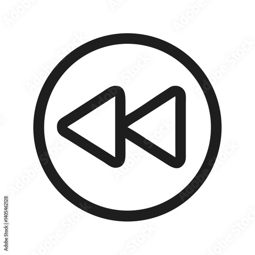 Rewind Button Icon Representing Media Playback Control and Reverse Function
