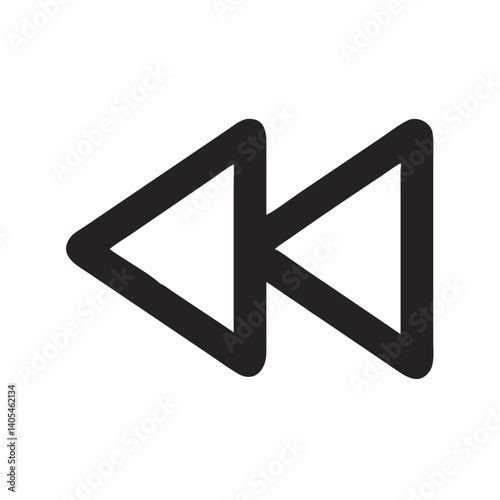 Rewind Button Icon Representing Media Playback Control and Reverse Function
