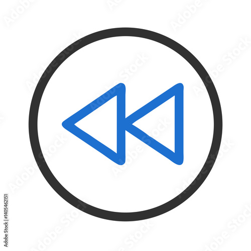 Rewind Button Icon Representing Media Playback Control and Reverse Function
