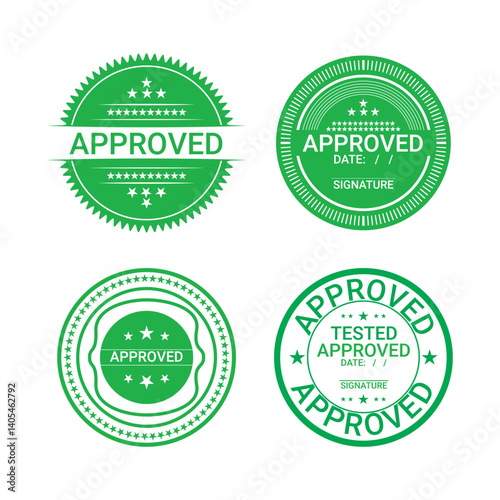 4 100% editable green approved stamp with date and signature