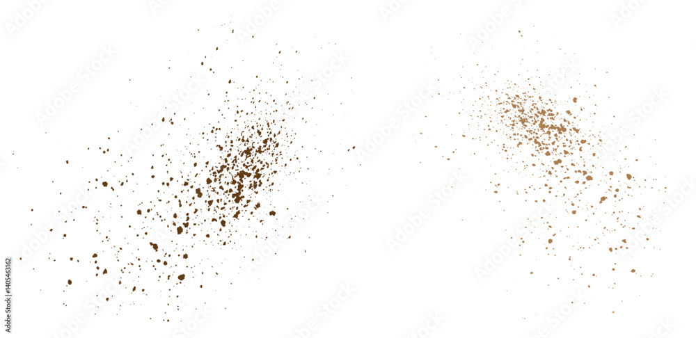 Obraz premium Brown particles vector chocolate dust powder isolated splatter background