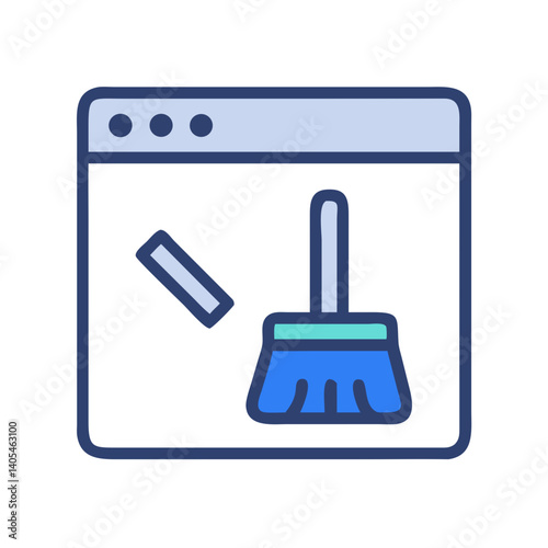 Web Browser with Cleaning Tool Icon Representing Cache Cleanup and Privacy Maintenance